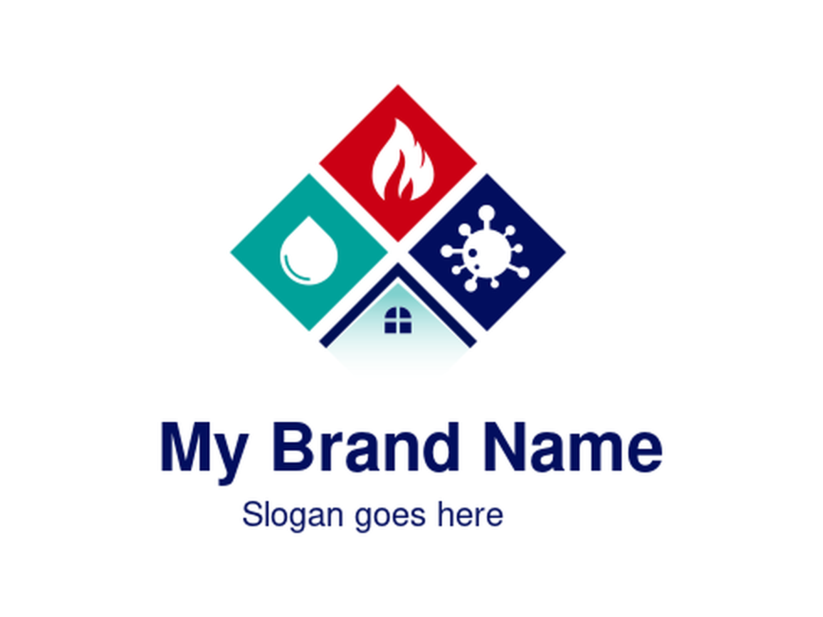 Home Safety and Emergency Prevention Logo Featuring Fire, Water, Germs, and Health Protection